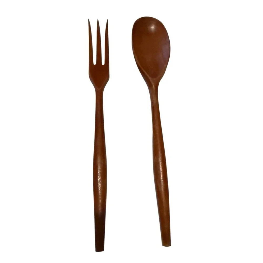 Vintage Wooden Fork & Spoon Tossed Salad MCM BOHO